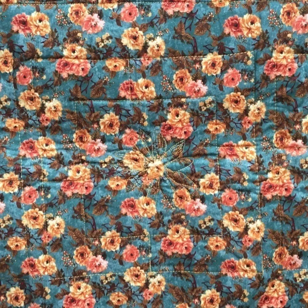 NWT. Hand Crafted Yellow Flower Quilt